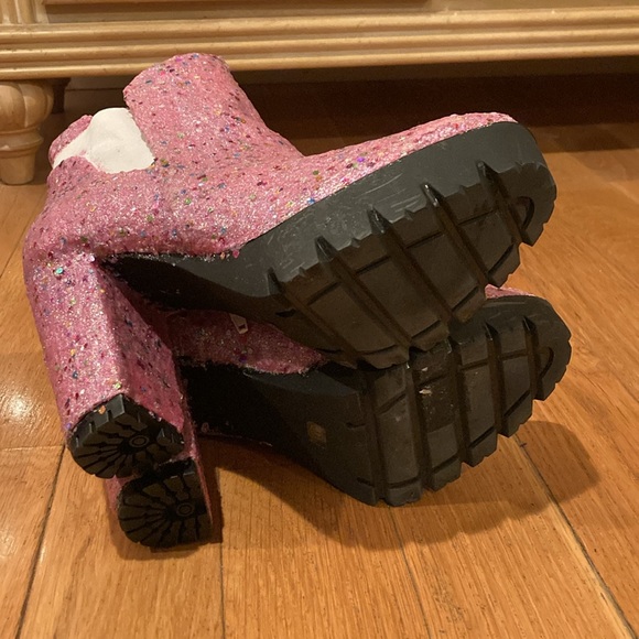Allegra K pink glitter platform boots Sz 9 - Picture 6 of 7